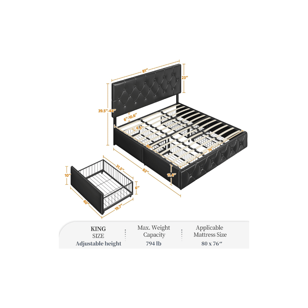 Yaheetech upholstered King bed