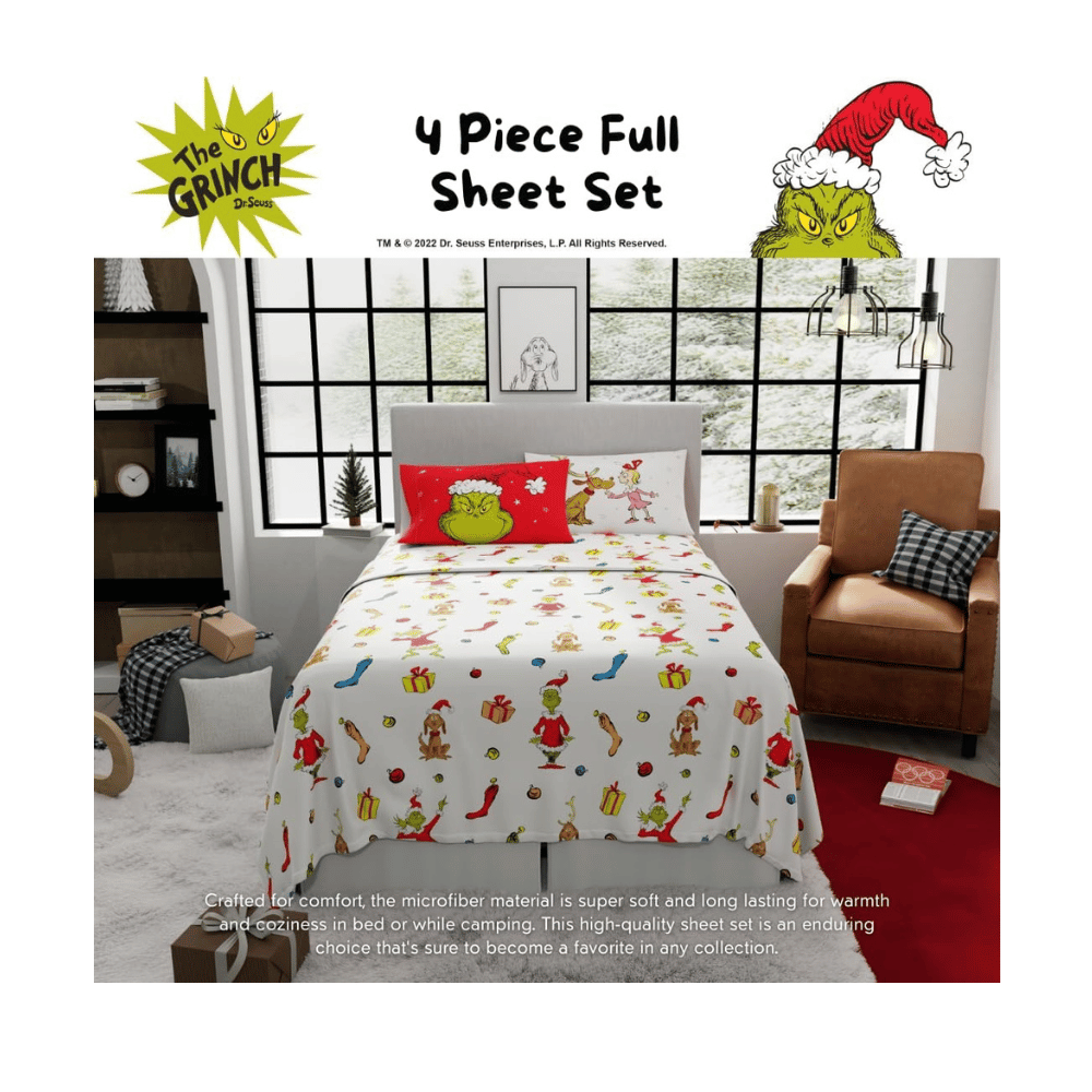 Franco Collectibles soft Grinch sheets