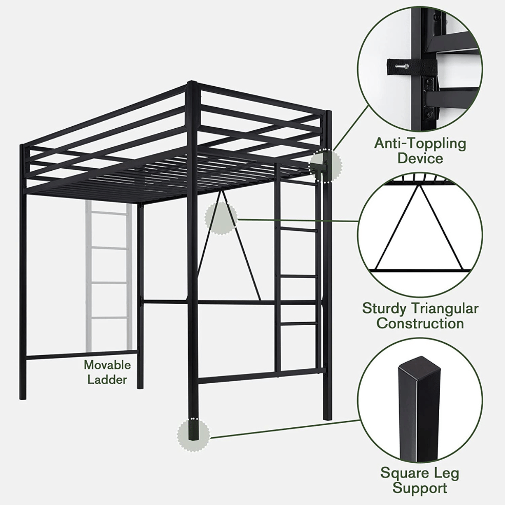 Loft bed frame