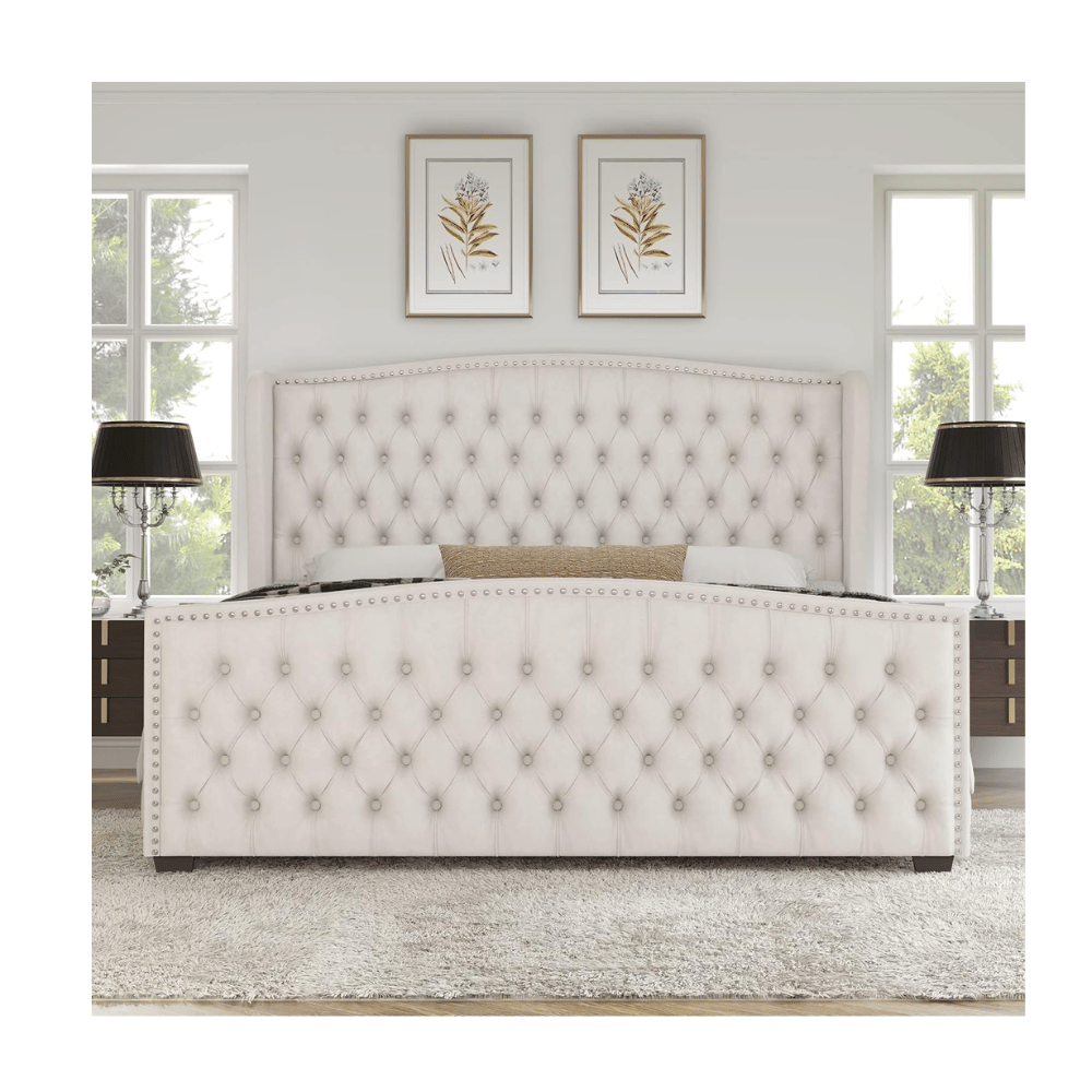 Upholstered queen bed