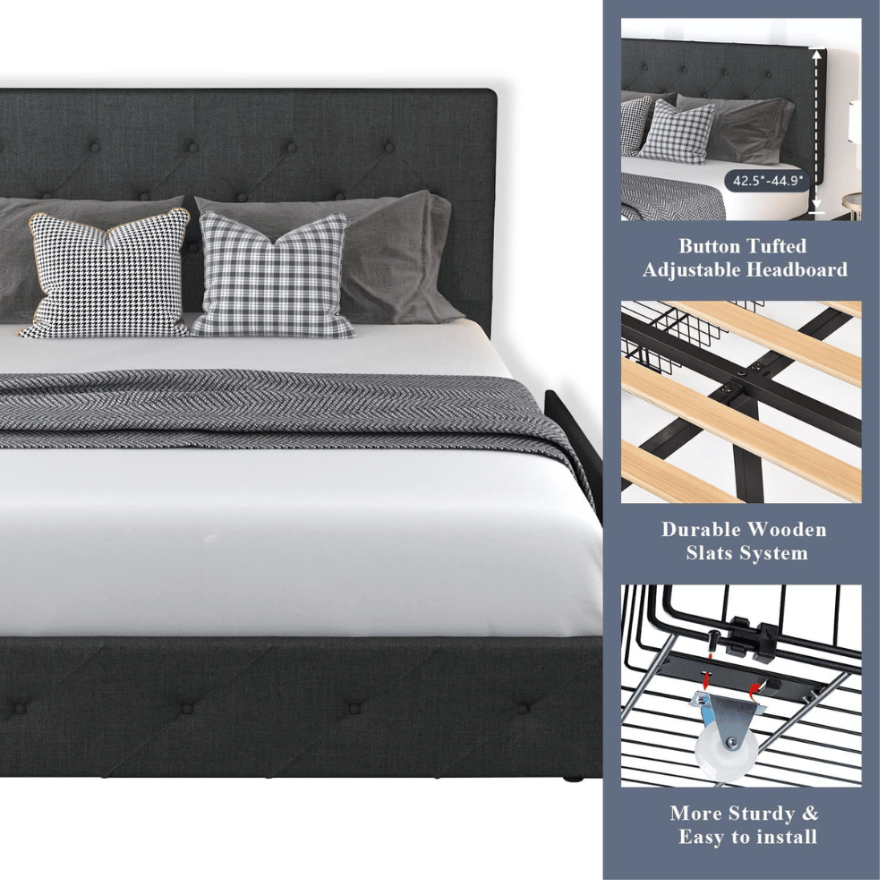 Tufted headboard bed frame