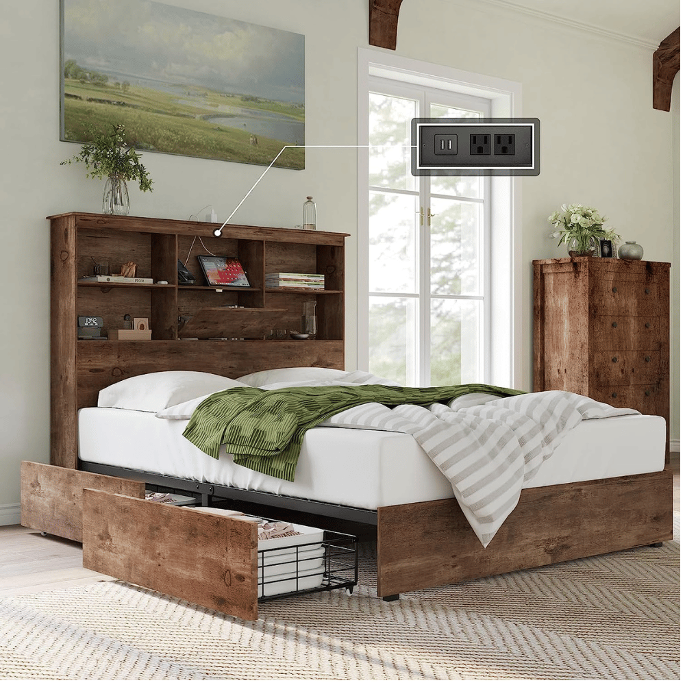 Wooden storage bed