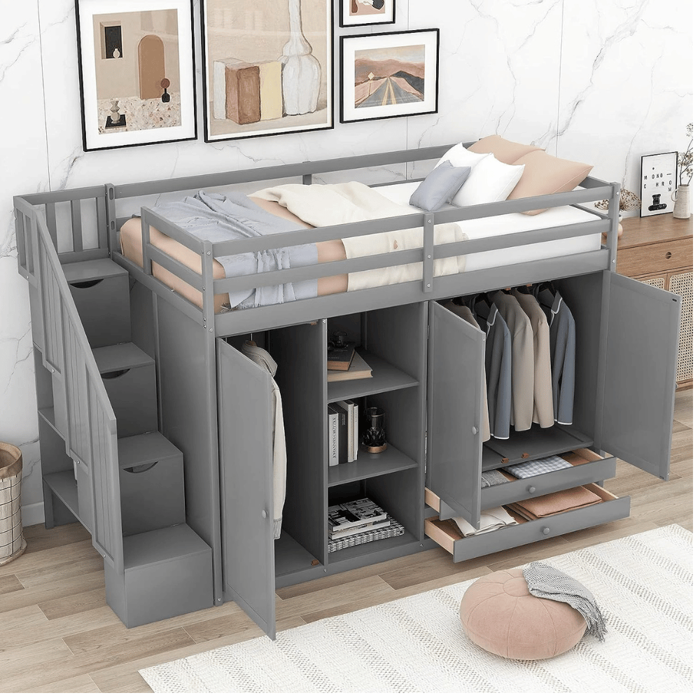 BIADNBZ loft bed with shelves