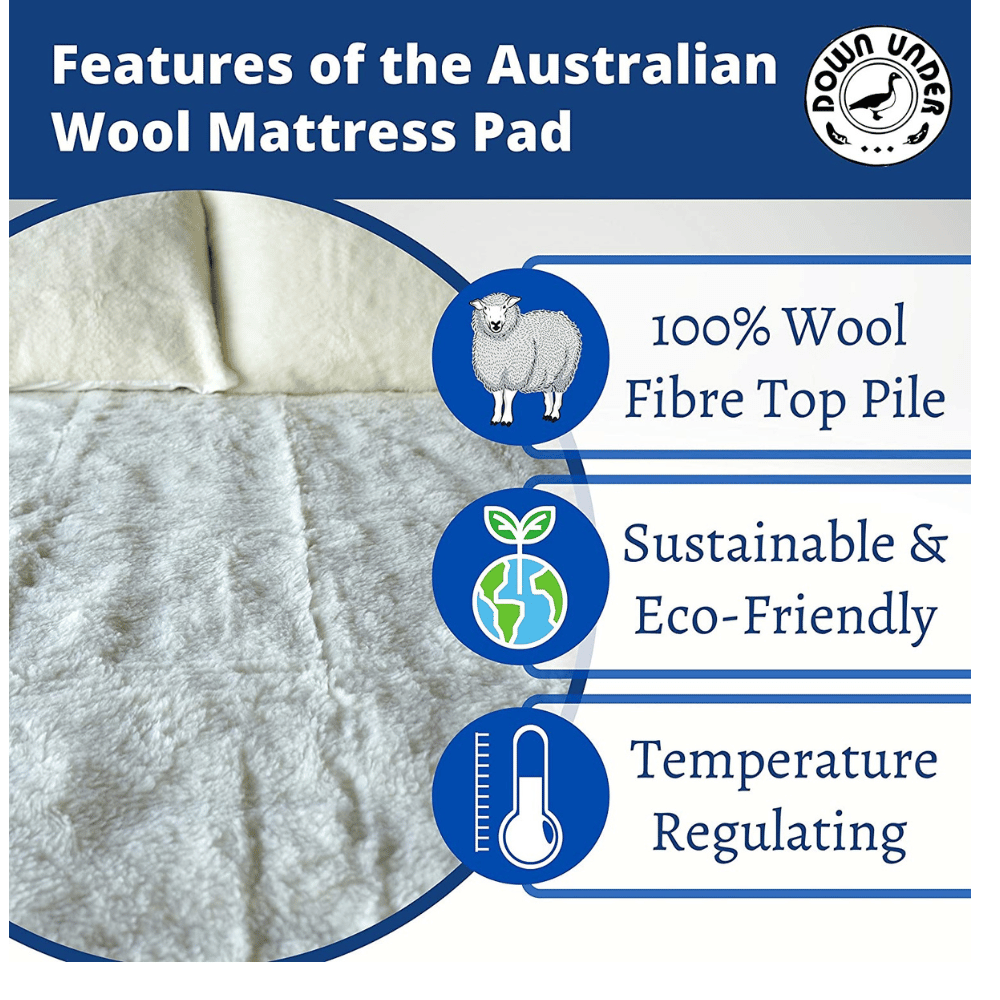 Wool-filled mattress topper