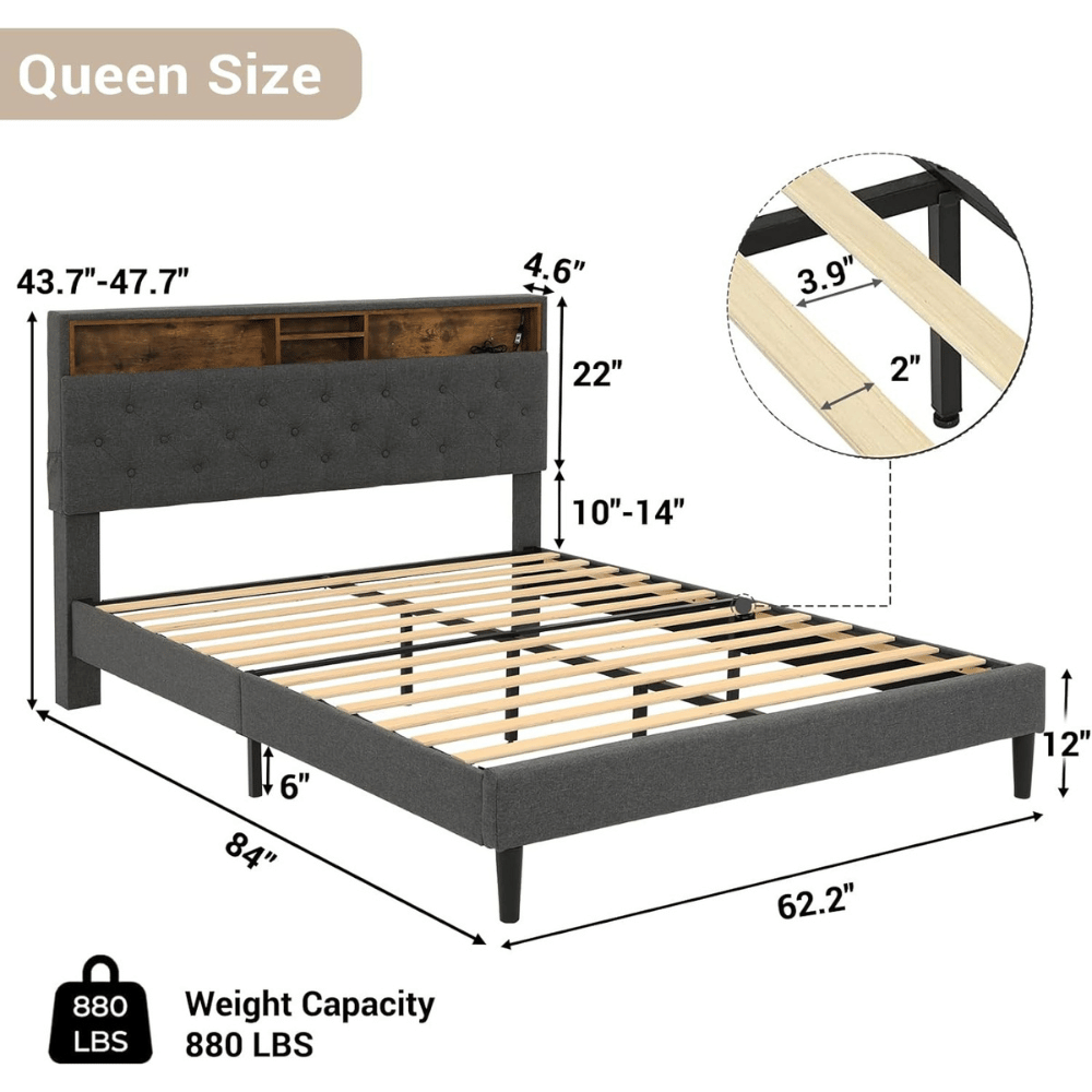 Tiptiper sleek headboard bed frame