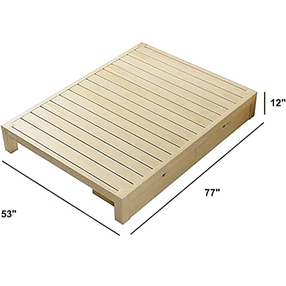 Topjia natural wood bed frame.