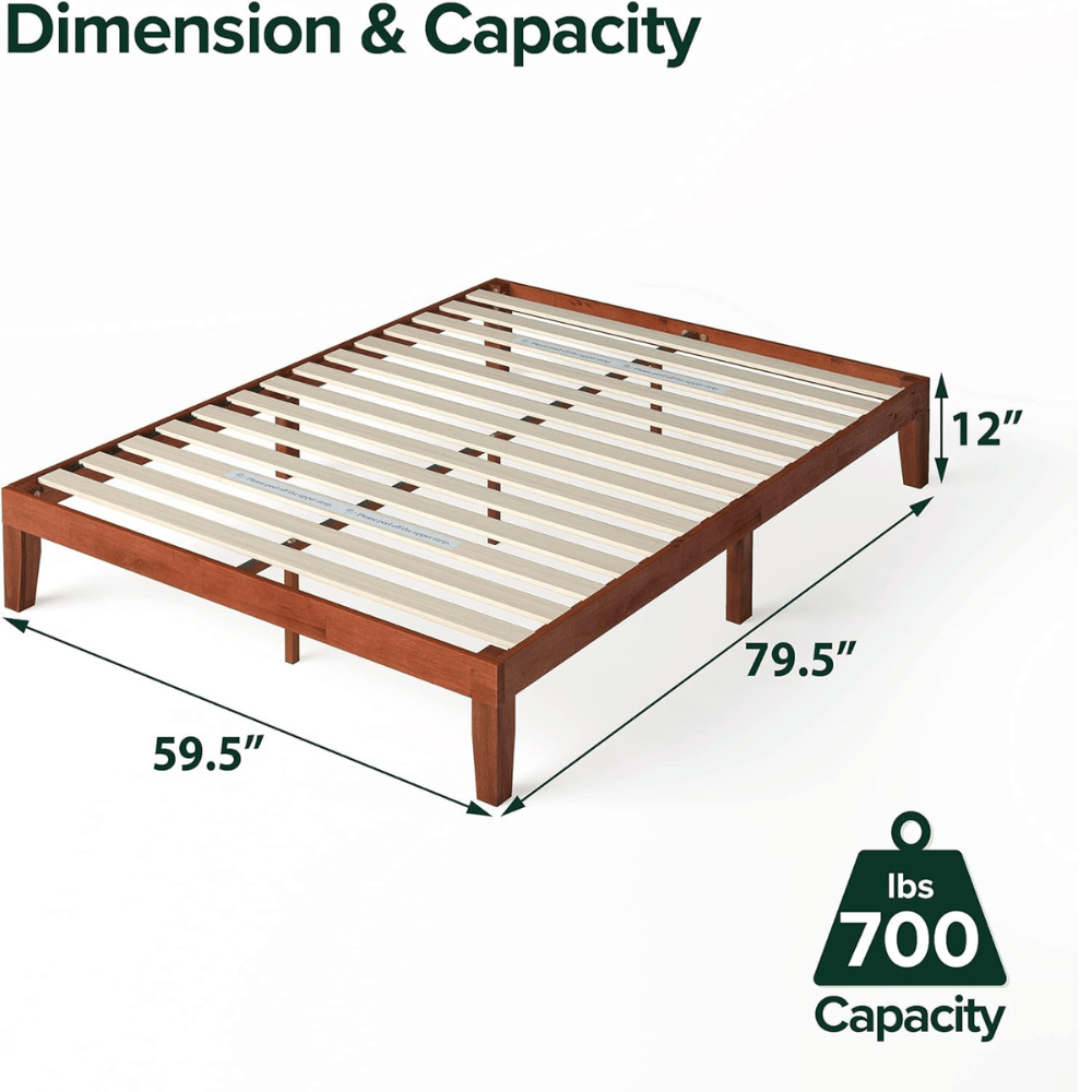 ZINUS durable wooden bed frame.