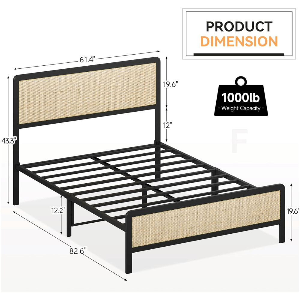 Amyove queen-size rattan bed frame