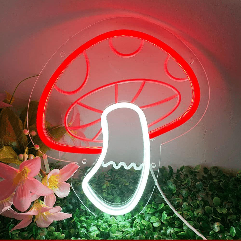 Colysor Neon Glow Red Mushroom Lamp