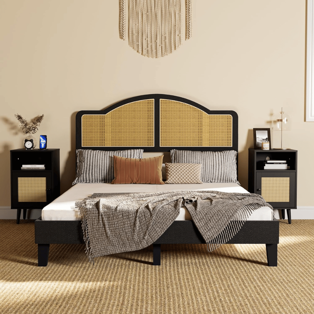 Cozy Castle boho rattan bed frame