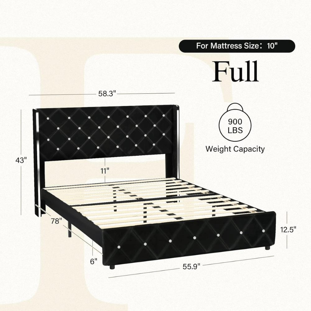 HOMBCK velvet bed frame