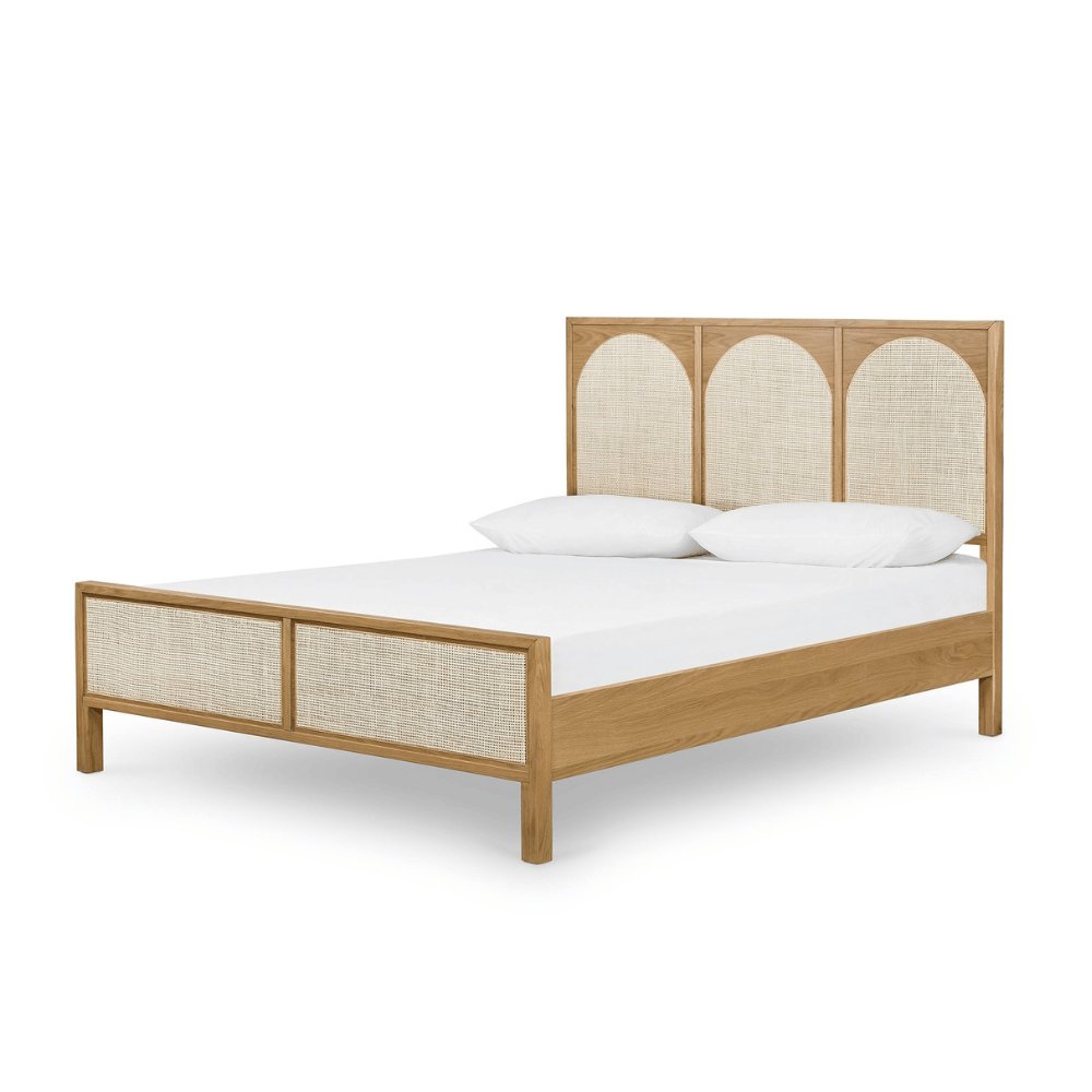 West Elm Marcy rattan bed frame