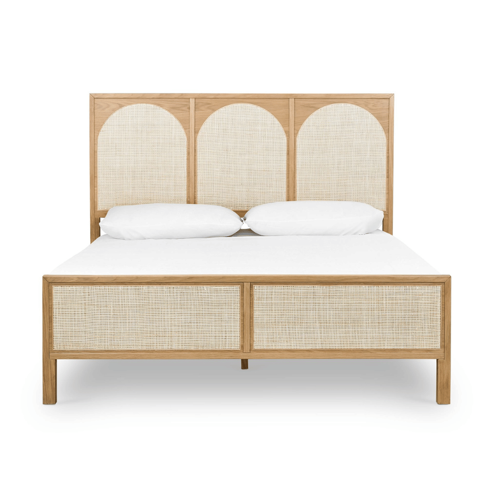 West Elm rattan platform bed frame