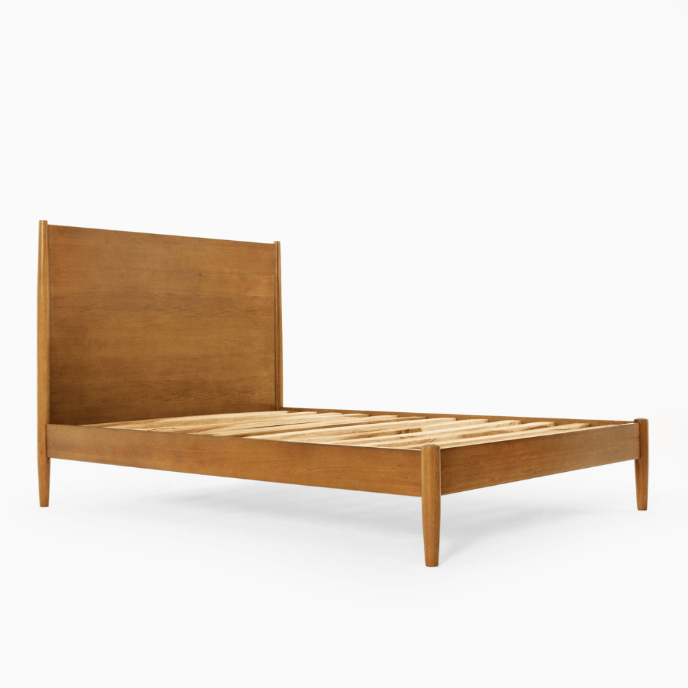 West Elm wood bed frame