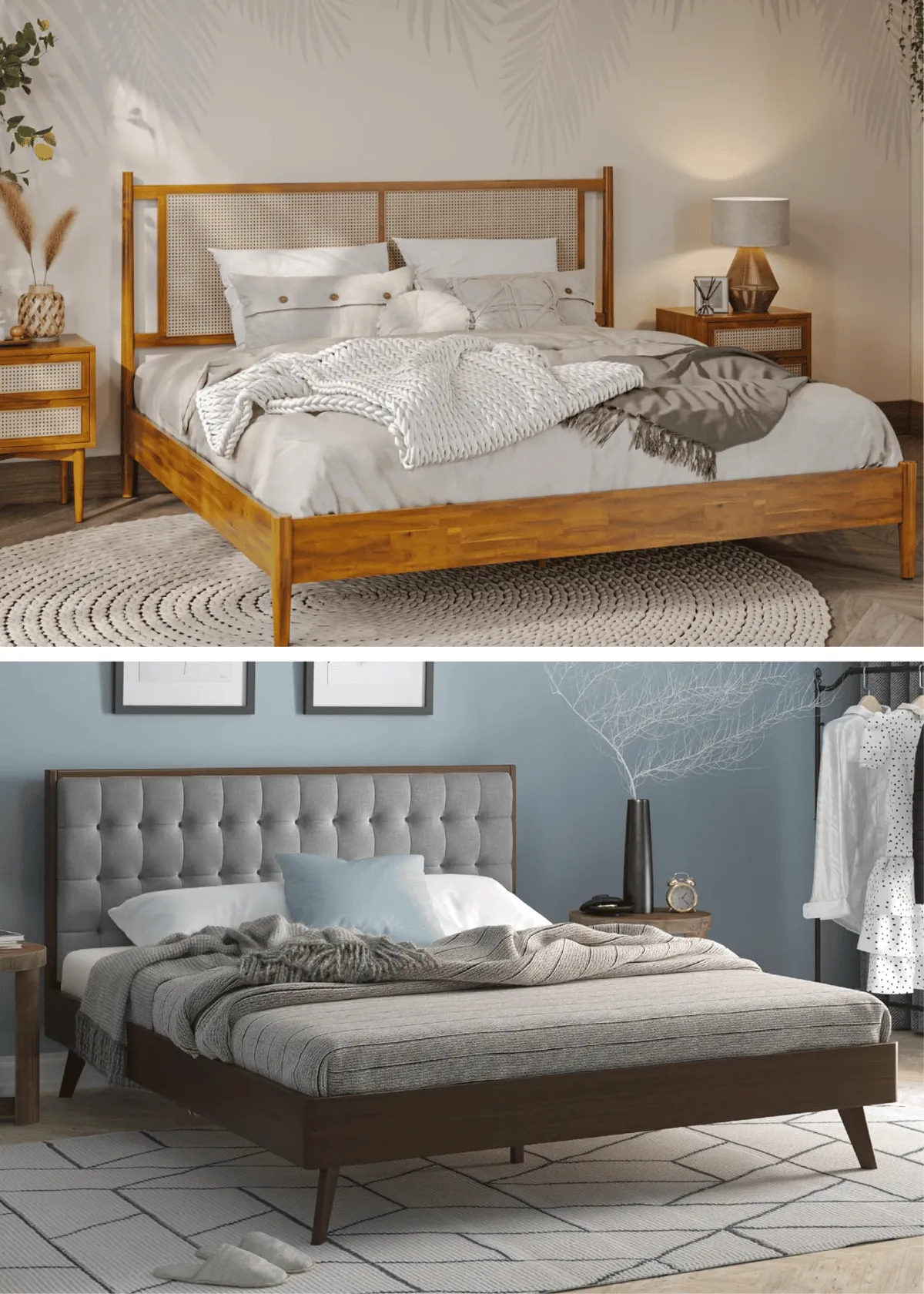 Modern Mid Century Bed Frames: Style meets functionality  (Credit: Bme ; DG Casa)