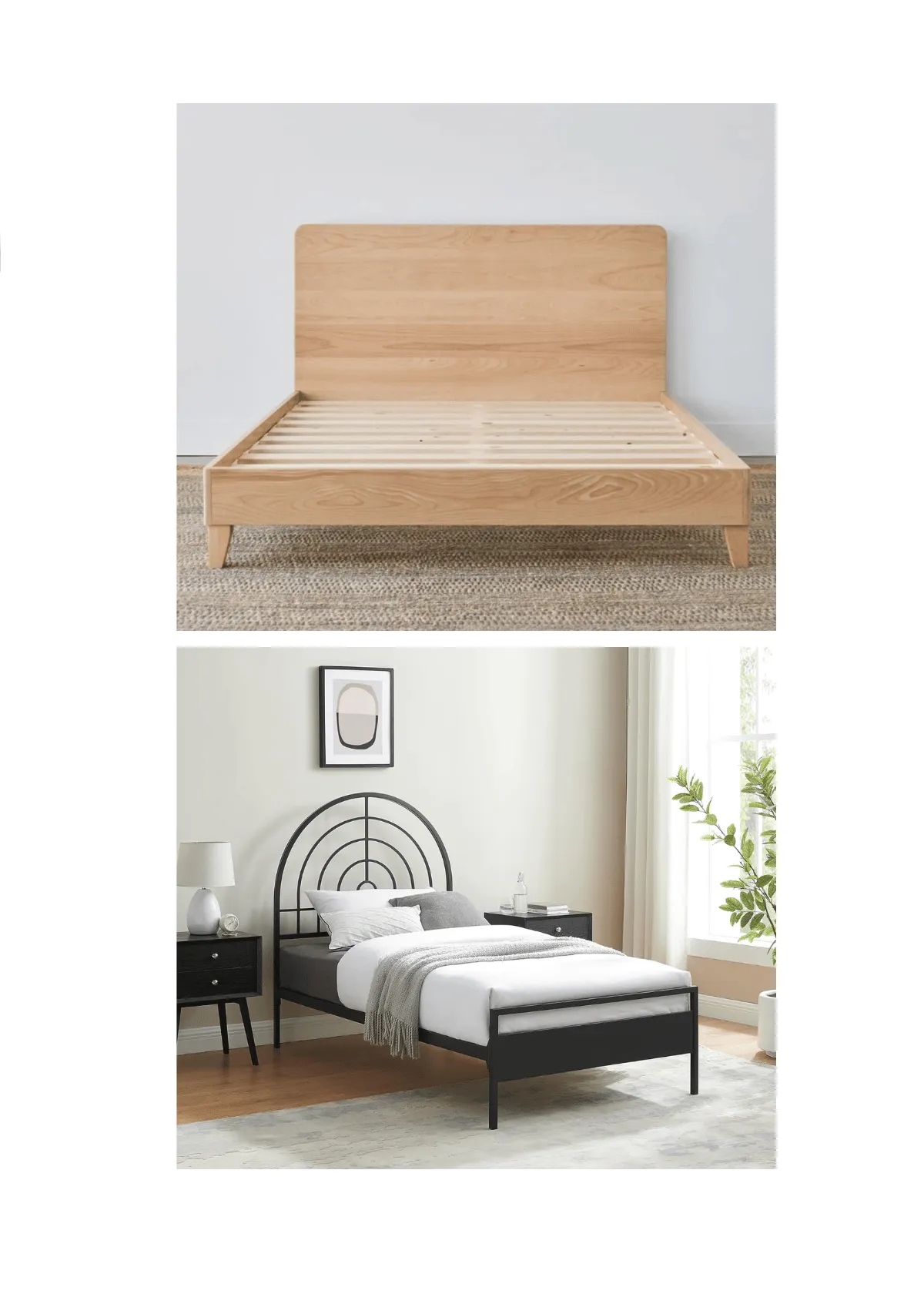 The bed frames feature a sleek, modern wood design. (Credit: Avocado; Walker Edison)