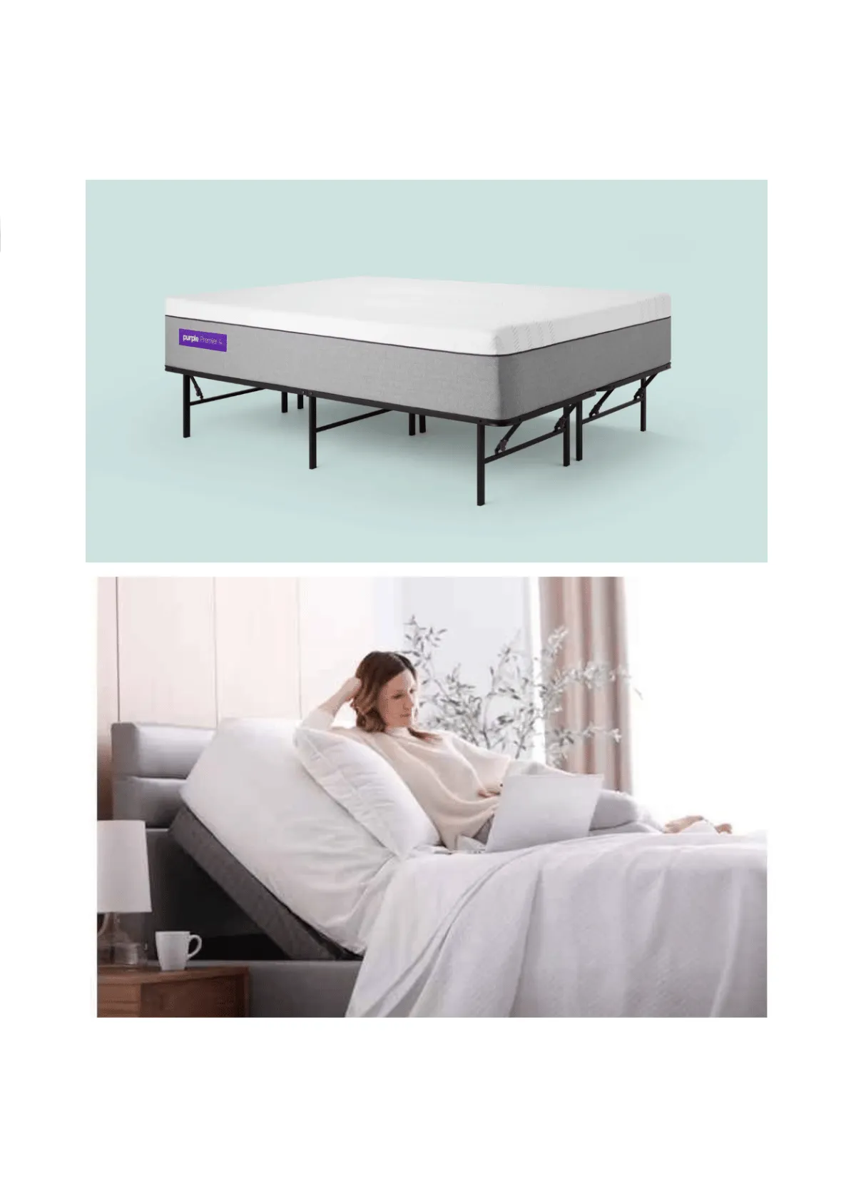 Upgrade your sleep with a durable and elegant King bed frame. (Credit: Purple; Saatva)